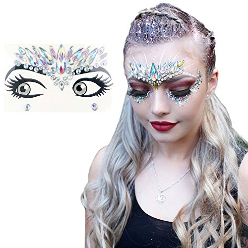Rave Festival Face Jewels Stick On Crystals Unicorn Face Gems Stickers Glitter Rainbow Tears Rhinestone Temporary Tattoo
