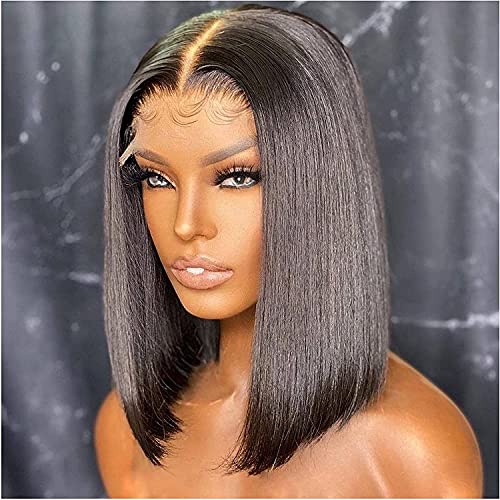 Short Straight Bob Wig Human Hair 4x4 HD Transparent Lace Front Closure Wig for black Women Virgin Remy Human Hair Wigs