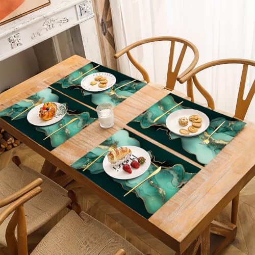 Set de table 30 x 45 cm vert pour dner entre amis coton lin