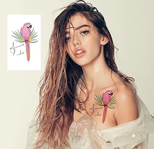 Cmd 16 Sheets Watercolor Parrot Birds Temporary Tattoos For Women Girl thumb #2