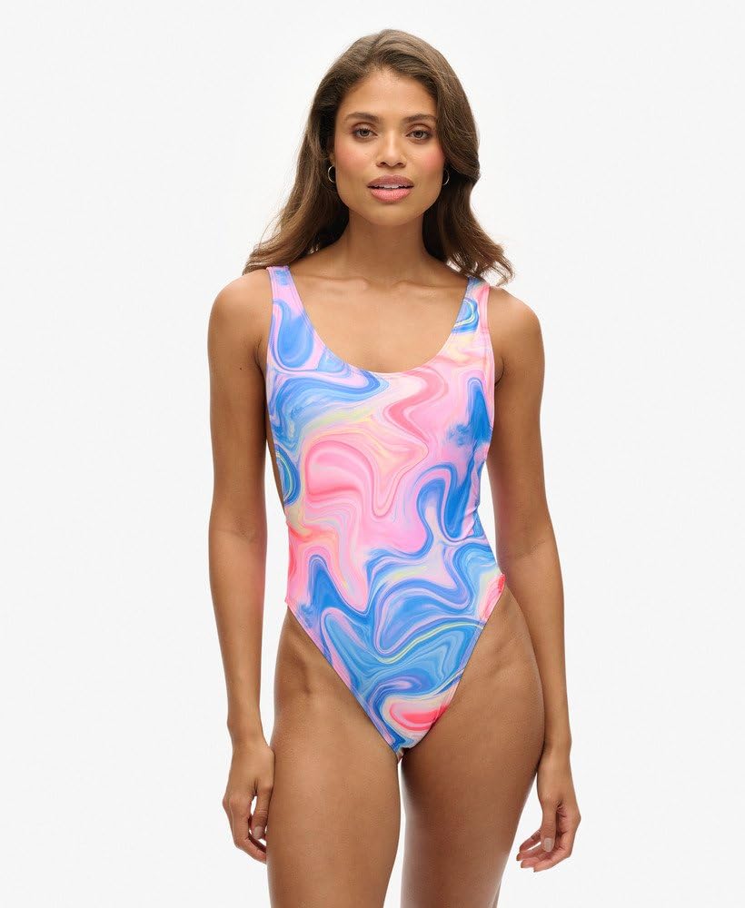 Superdry Maillot de bain pour femme avec décolleté plongeant dans le dos et imprimé