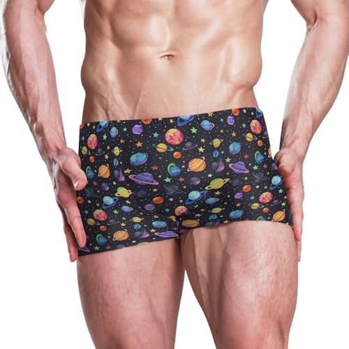 Planet Space Mens Swim Trunk Swimwear Bathing Suit Swim Brief Square Leg Board Short S B04034212