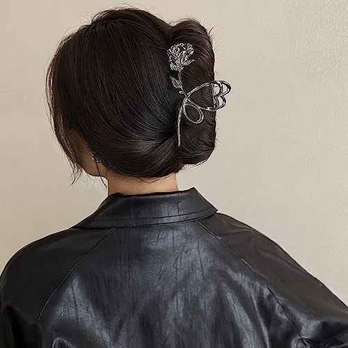 Romodiya Flower Hair Claw Clips Metal Gunmetal Black Rose Hair Clips Large Heart Non-Slip Hair Jaw Clips For Women And Girls Trendy Hair Accessories Strong Hold Clamp Clips Hair Supplies For Thick/Thin Hair thumb #5