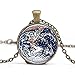Xinzhahi Collier de cou en forme de terre, hémisphère oriental, en verre avec pendentif astronomie