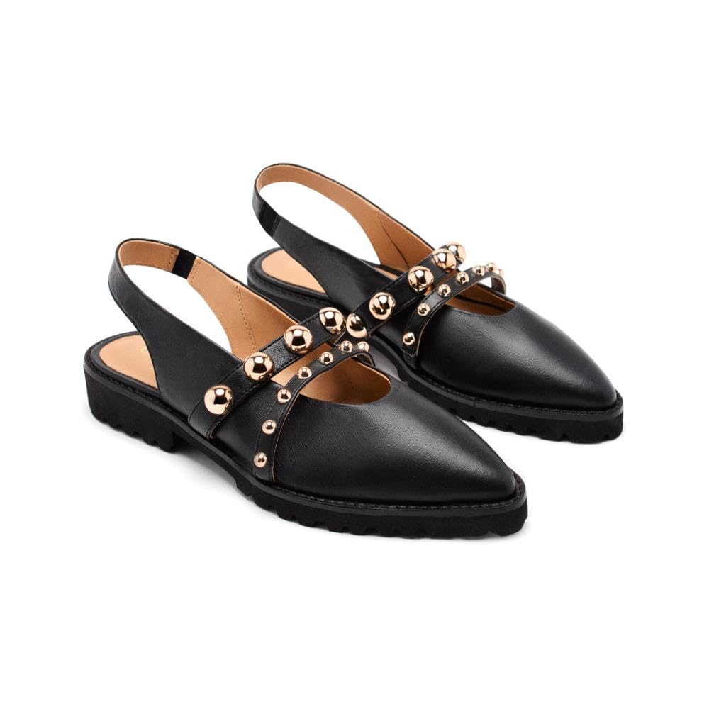 GIOSEPPO Mules Bartlett Leather Studs, Black/White, 5 UK