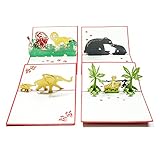 Pop Up Cards - Set of 4 3D Pop-Up Birthday, Greeting or Special Occasion Card Sets - Jungle Animals...