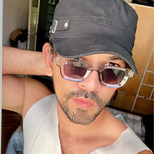 Image of EYLRIM Thick Square Frame Sunglasses for Women Men Chunky Rectangle Polarized Sunglasses UV400 Protection