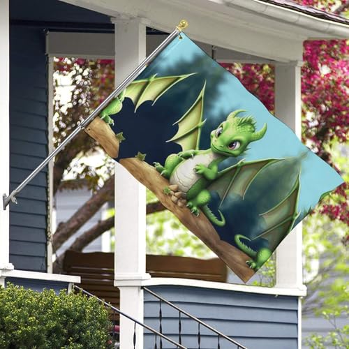 Drapeau dragon mignon anti-décoloration, le drapeau extérieur pour embellir un jardin terne