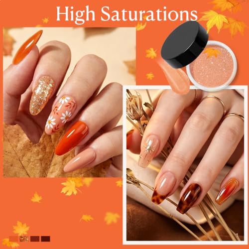 Orange Brown Dip Powder Nail Kit DROPS TO (Color: Orange Sparkle) - image 3