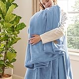 Bedsure Thick Heavy Warm Blankets for Winter, Soft Fleece Twin Blanket for Bed, GentleSoft Cozy Fluffy Thick Winter Christmas Throws, Anti-Static 500Gsm Design, Twin XL, Blue, 66x90 Inch