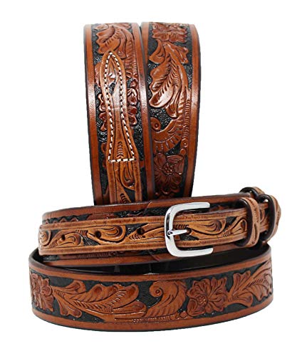 Pro Rider 31-32 Western RANGER Tooled Leather BELT Hand Carved Floral 26Ranger113