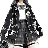  Y2k Clothes Aesthetic Chaqueta Kawaii Sudaderas con Capucha Mariposa Printing Sudaderas 90s Vintage Ropa Harajuku Streetwear Gothic Punk Top (A-Black,L,L)