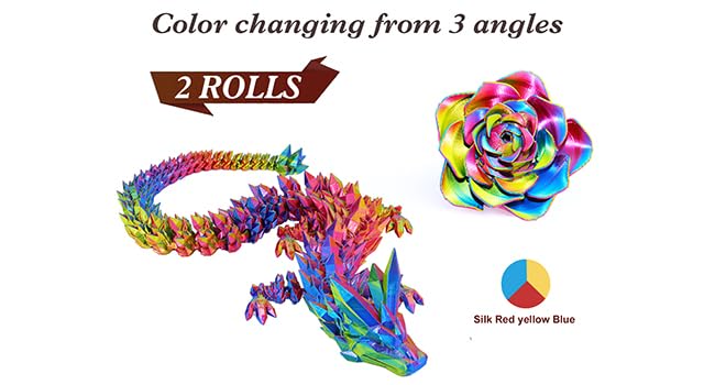 Image of LOVOON Silk PLA 3D Printer Filament Bundle 2 KG, PLA Filament 1.75mm, Shiny Silk Blue /Yellow /Red and Silk Black /Red, Color Changing 3D Printer PLA Filaments, 1KG X 2 Spools