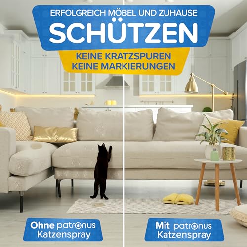 Katzen-Abwehrspray gegen Urinieren & Kratzen 500ml - Fernhaltespray für Innen gegen Katzen mit Sofort- & Langzeitwirkung - inkl. Knabberschutz - hochwirksam
