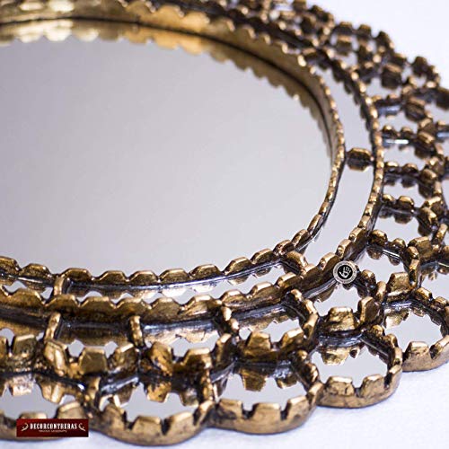 Peruvian Oval Gold Wall Mirror 23.6"Hx19.7"W Decorative - Accent Mirror With Gold Leaf For Wall Art Room Decor, Bathroom, Living Room #TOP3