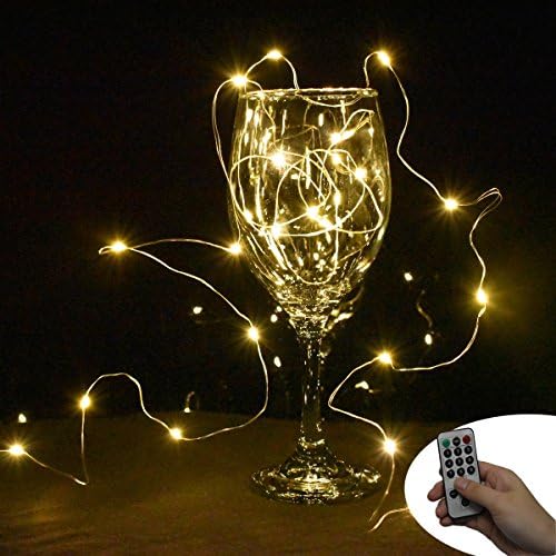 Bao Starry Battery Operated LED String lights 16.4ft 5 meters 66 leds with Remote Time,9 Lighting Modes for Christmas Wedding Indoor Outdoor Decorating Control(Warm White,Waterproof)