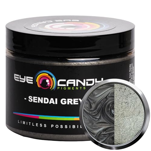 Eye Candy Pigments Premium Grey Mica Powder - Sendai Grey (50gr) - for Epoxy, Resin, Soap, Paint, Woodworking, Acrylic Pouring, Bath Bombs, Fishing Lures - DIY Arts and Crafts Additive