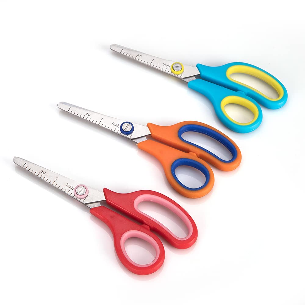 24 Pces Safety Kids Scissors Bulk 5 Inches Student Bulk Tip Scissor With Comfort...