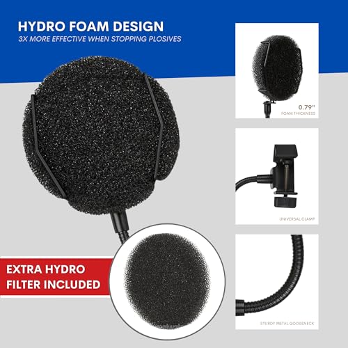Melon Audio Filtre anti-pop pour microphone – Écran anti-vent en éponge avec bras en métal flexible à 360 ° (filtre supplémentaire) – vue 3