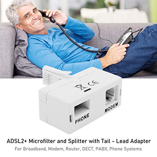 Dynamode ADSL Micro filter and Splitter Adapter For Broadband, Tiscali, Sky, Talktalk, Orange, O2 Modem, Router, DECT, PABX, Phone Systems, Home and Office, Plug n' Play - Image 2