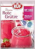 RUF Rote Grütze mit Sago-Perlen, norddeutsche Spezialität mit Himbeer-Geschmack, fruchtiges Dessert für heiße S ...