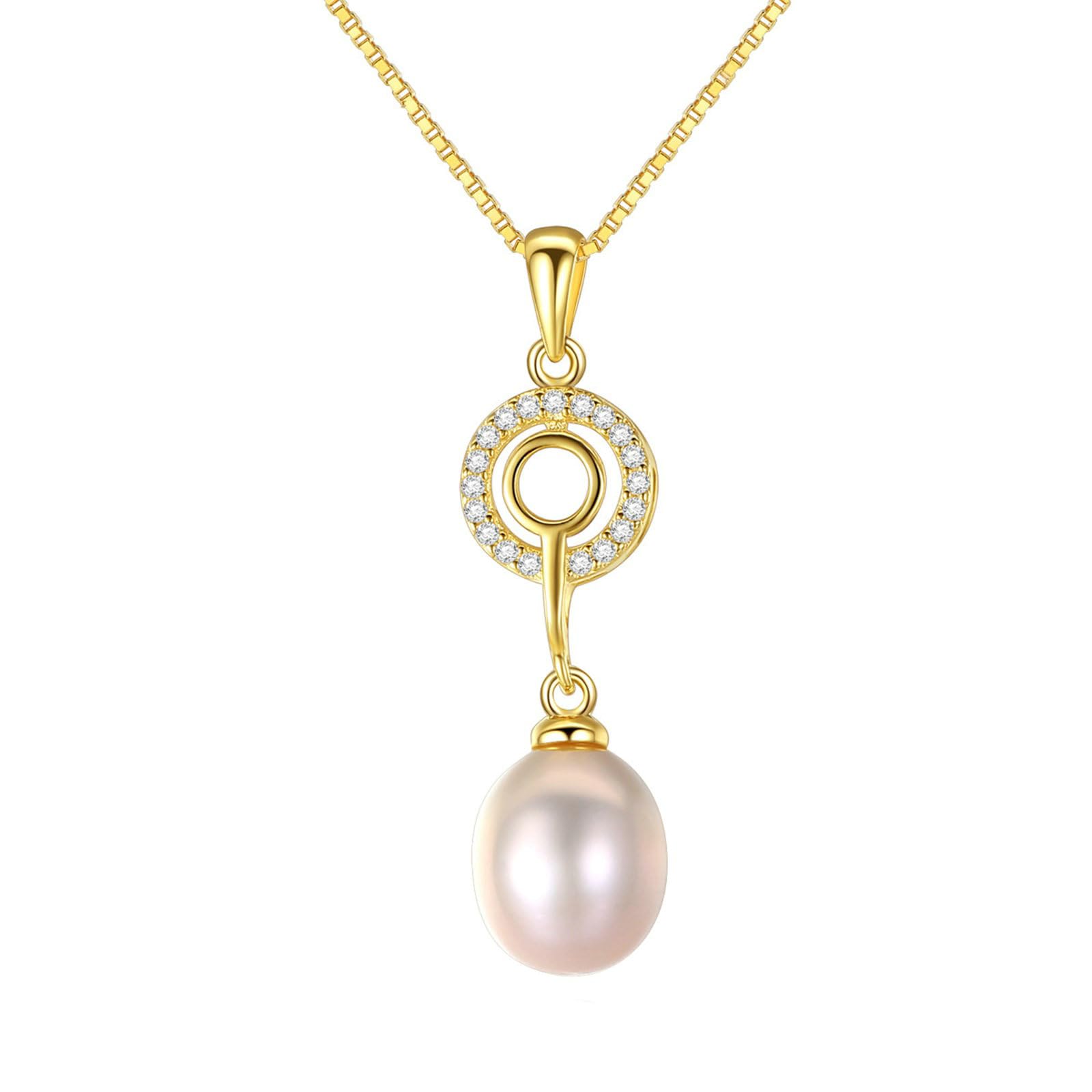 Collar de mujer de oro 375 auténtico, collar colgante de perla y sol con cadena de diamante de 45 cm para boda