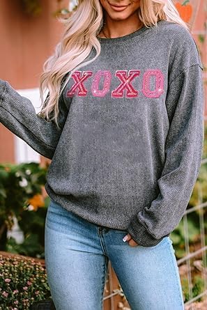 Yiulangde Womens Sequin Heart Sweatshirt Cute Cowboy Boots Crewneck Sweaters Sparkly Lips Oversized Long Sleeve Pullover Tops