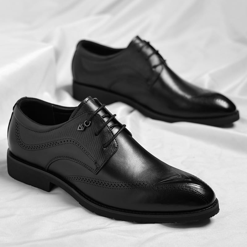 Men's Brogue Oxford Shoes Breathable Anti-Odor Pointed Toe Business Casual Leather Dress Shoes British Style for Spring Autumn2