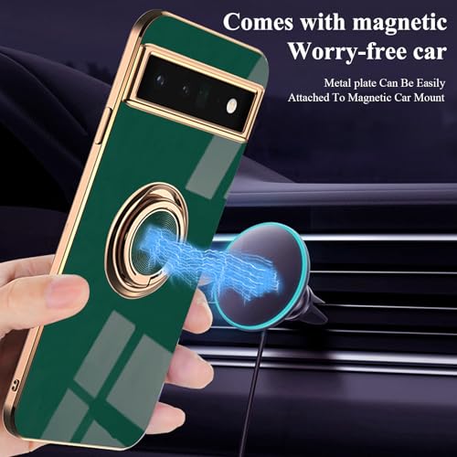 Coque Google Pixel 6A fine silicone avec bague aimantée verte - 2