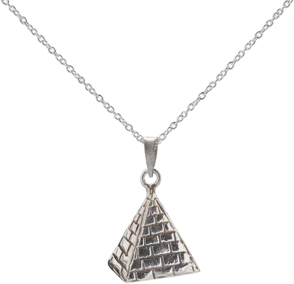 Sterling Silver Pyramid Pendant Necklace, 18"