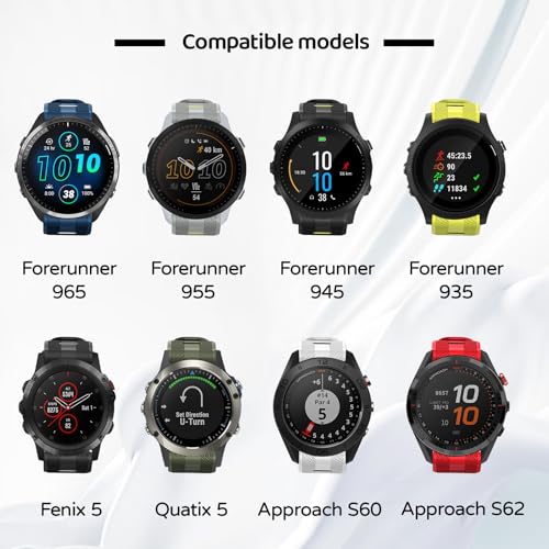 U-LIMVE Pasek do Zegarka Garmin Forerunner 965/Forerunner 955/Forerunner 945/Forerunner 935,Miękkie Silikonowe Paski Zamienne 22mm