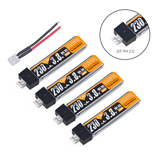 4pcs 230mAh HV 1S Lipo Battery 30C 3.8V for Tiny Whoop Blade Inductrix