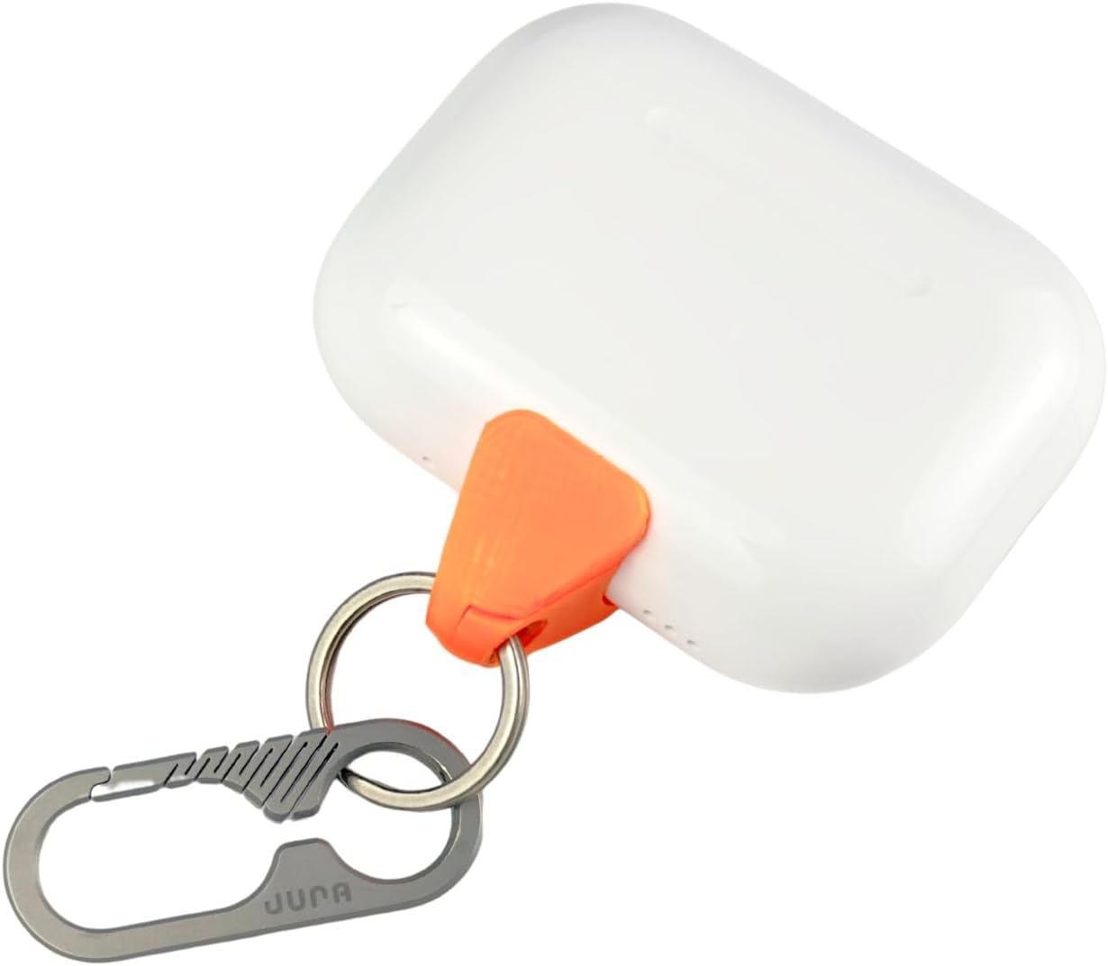 JURA Anchor for All Apple AirPods - Titanium Carabiner - Vibrant Orange Anchor -Lightning & USB-C