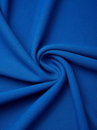 Promen polo Men's Classic Long Sleeve Polo Shirts Casual Lightweight Solid Golf Shirts with Pocket Royal Blue 3XL — view 2