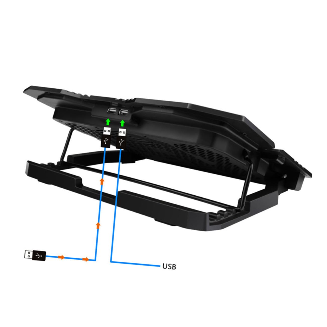HOMSFOU Refroidisseur Ordinateur Portable avec Ventilateurs Silencieux Support de Refroidissement Ajustable Design Incliné pour Meilleure Dissipation de Chaleur Noir et Version Tactile