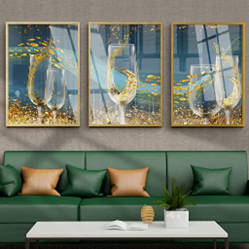 Peinture murale 50x70cmx3 sans cadre pour transformer facilement un grand mur blanc de séjour