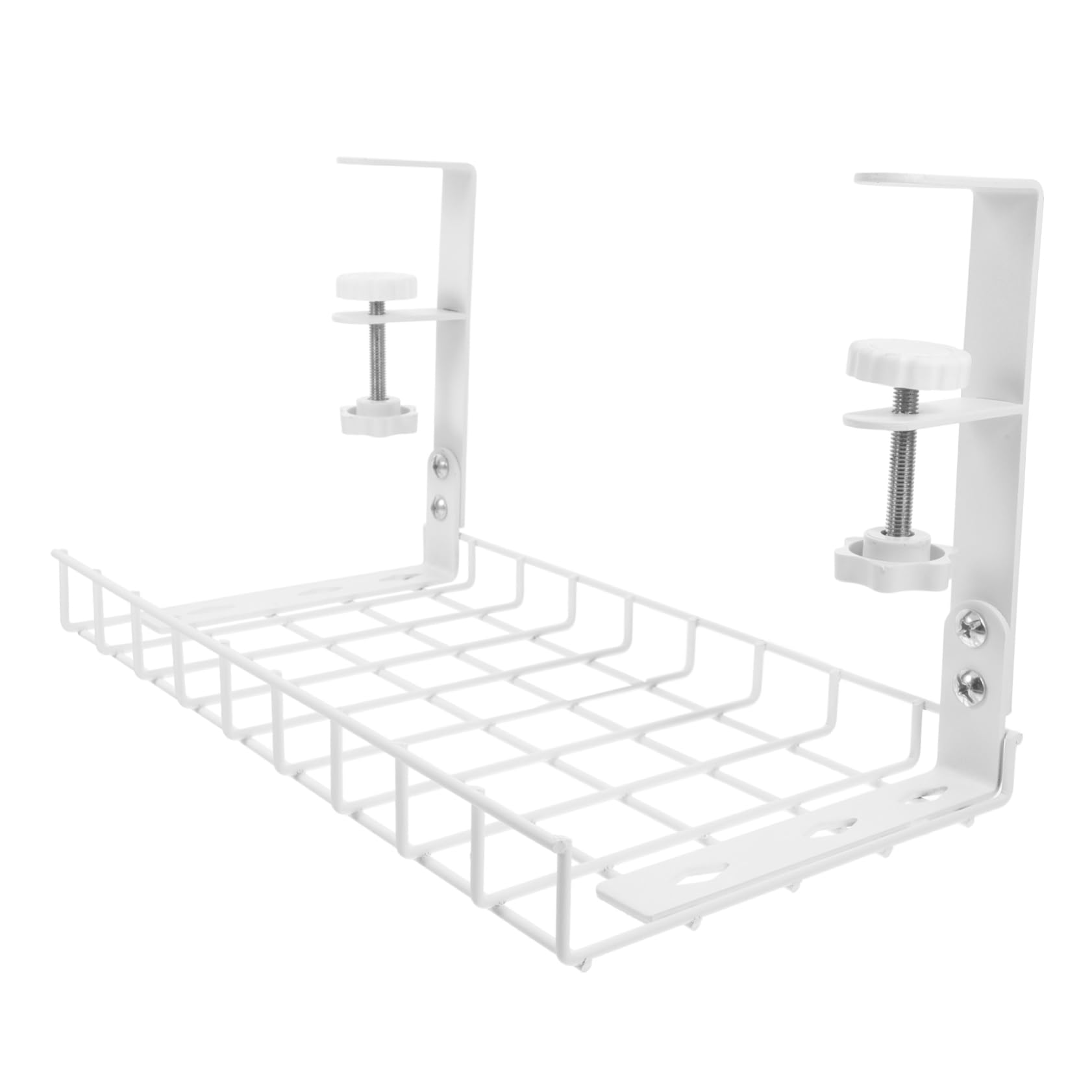 Kabelkanal für Schreibtisch aus Eisen, Weiß, 1, 8-5, 7 Cm | Untertisch Clip, Große Ablage für Büro und Gaming Setup, Schlichtes Modernes Design