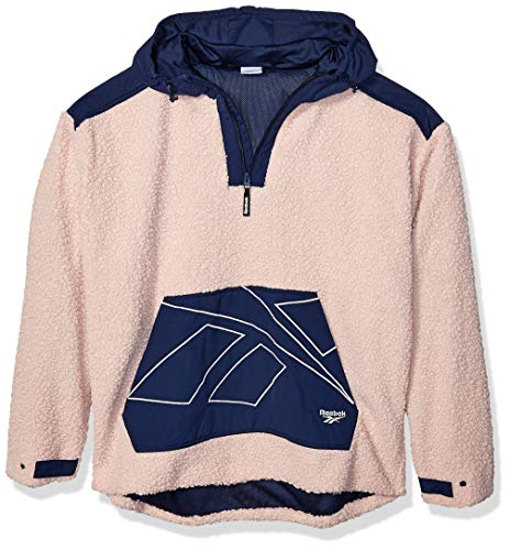 Reebok Classic Vector Sherpa Half Zip Hoodie, Buff, Small