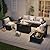 Aoxun Outdoor Patio Furniture Set with 44'' Fire Pit Table, 7 Pcs Outdoor Patio Furniture Sets with 4in Thicken Cushion, Widen Armrests Wicker Outdoor Sectional for Backyard (Waterproof Cover Include)