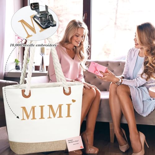 Image of GhvyenntteS Mimi Gifts, Birthday Gifts for Mimi Grandma, Mimi Bag with Zipper, Personalized Tote Bag - Perfect for Birthday, Mothers Day, Christmas