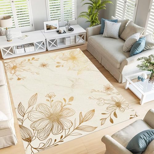 Tapis de salon lavable et antidérapant 160x230cm facile à nettoyer
