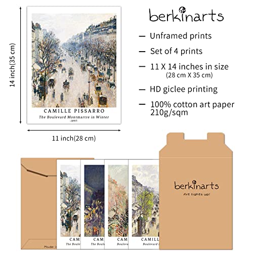 Berkin Arts Wall Art Unframed Prints Giclee Art Paper Set Of 4, 11X14 Inch Landscape Artwork, Livingroom Decoration Dark Night Seasons Autumn Realism Cityscape Great Present Camille Pissarro Posters #TOP1
