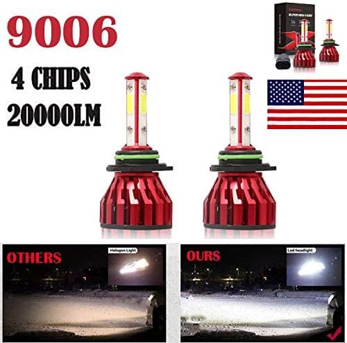 2Pcs 9006 LED Headlight Bulbs Conversion Kit HB4/9012 Car Headlamp 20000LM 6000K Cool White Hi/Lo Beam DRL Fog Light Replacement - Plug and Play