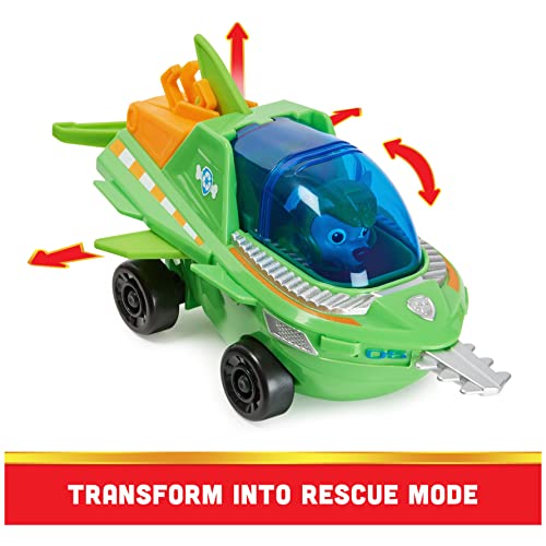 Paw Patrol Aqua Pups Rocky Transforming Sawfish Vehicle with Collectible Action Figure, Kids Toys for Ages 3 and up