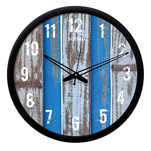 Image of Amazon Brand - Solimo 12-inch Wall Clock - Designer (Silent Movement, Black Frame)