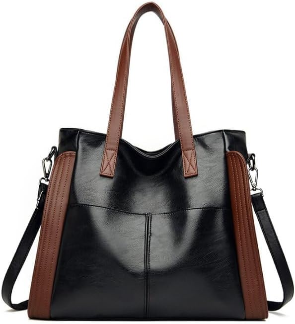 Leather women tote bag: handbag purse for ipad books phone - shoulder satchel with strap adjustable for girls ladies females