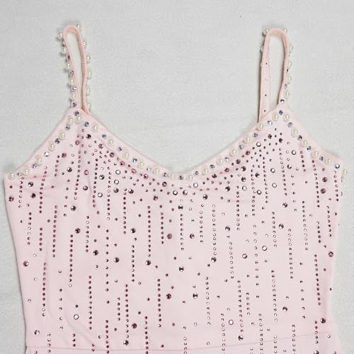 Image of PORRCEY Women's Sexy Elegant Rhinestone Bodycon Dress Hot Drilling Clubwear