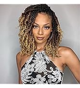 Leeven Pre Twisted Passion Twist Crochet Hair 10 Inch 8 Packs Pre Looped Ombre Blonde Bomb Twists...