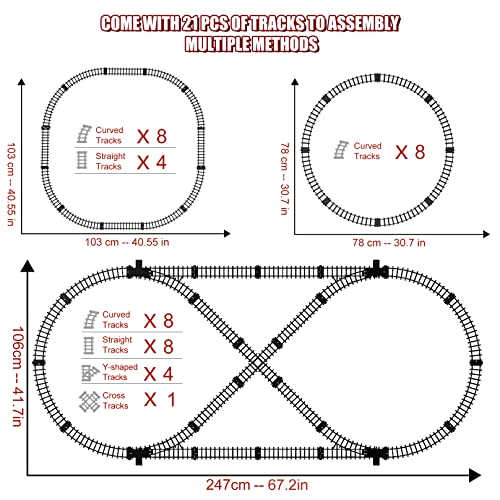 Hot Bee Model Train Set for Boys - Metal Alloy Electric Trains w/ Steam Locomotive,Passenger Carriages & Tracks,Train Toys w/ Smoke,Sounds & Lights, for 3 4 5 6 7+ Years Old Kids