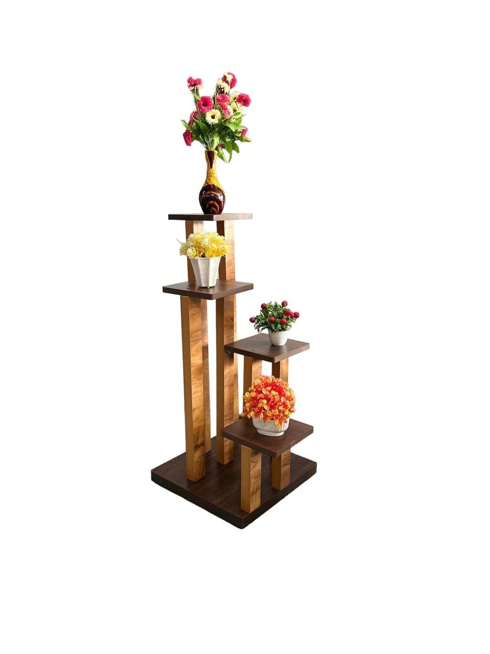NE Furniture 4 Stair Step Flower Rack Ladder Shelf For Display Of Pot Plant Stand For Garden Living Room Wedding Party Decoration (Brown & Yellow) DIY(Do-It-Yourself) (B0C5X8SDL8) Amazon Price History, Amazon Price Tracker